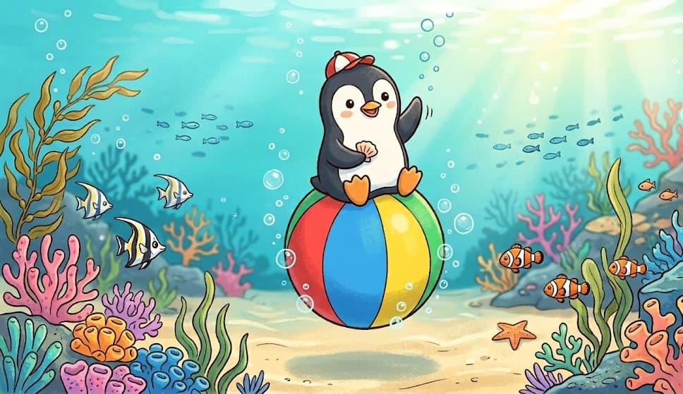 Penguin on a beachball