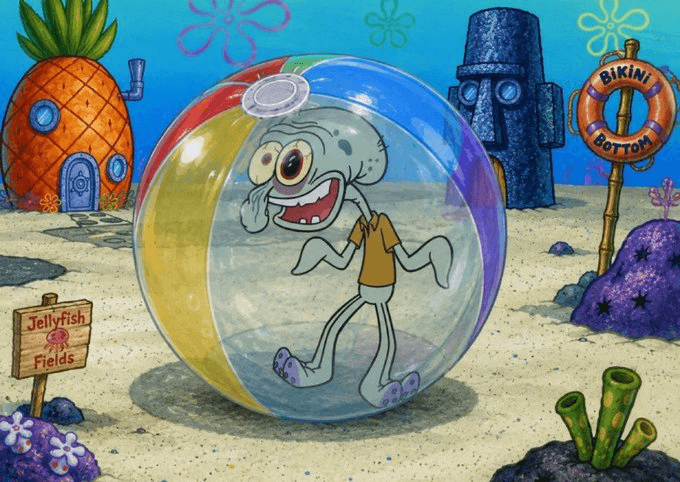 Squidward in a beachball